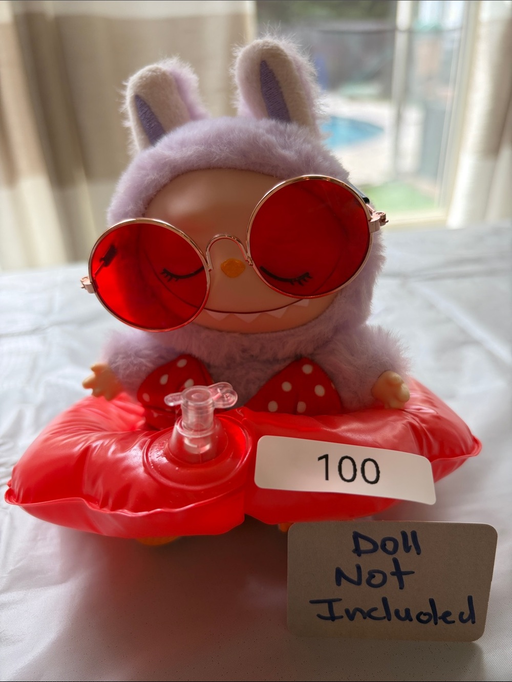 100,4 Pieces of Clothing W/Red bathing suit W/polkadots for Labubu Doll(No Doll